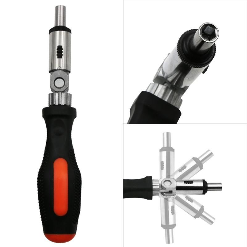 Multifunctional Ratchet Screwdriver Angles 1/4 Inch Inside Hexagon Interface Adjustable Angles Wrench Easy to Handle