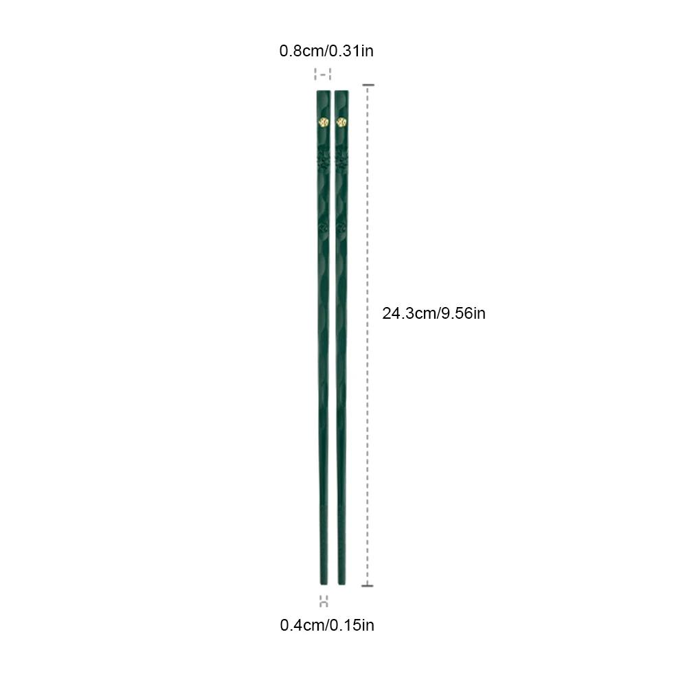 5Pair Reusable Chinese Chopsticks Sushi Sticks Alloy Non Slip Dishwasher Safe Bamboo Shape Food Grade Chopsticks