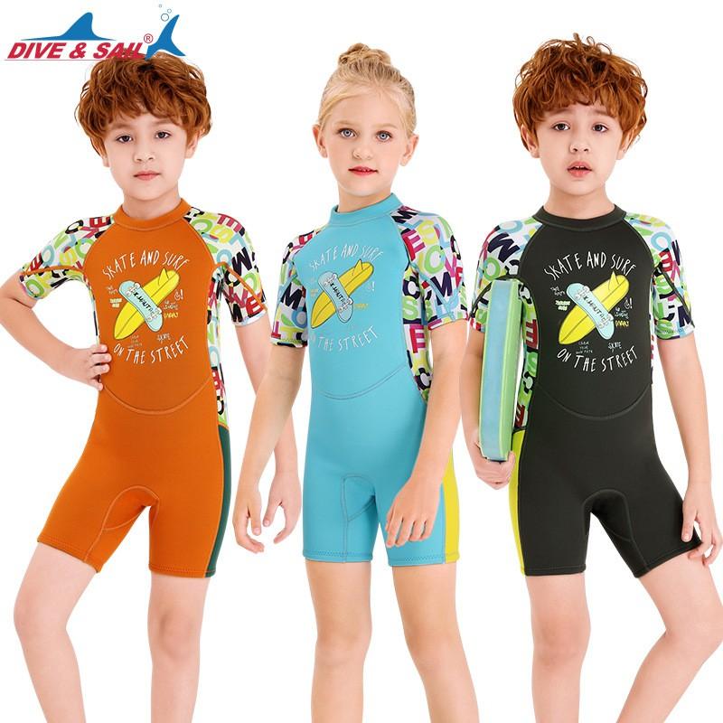 2.5mm Kids Wetsuit Short Sleeve Full Body Thermal Dive Suit Snorkeling Surfing Jellyfish Protection