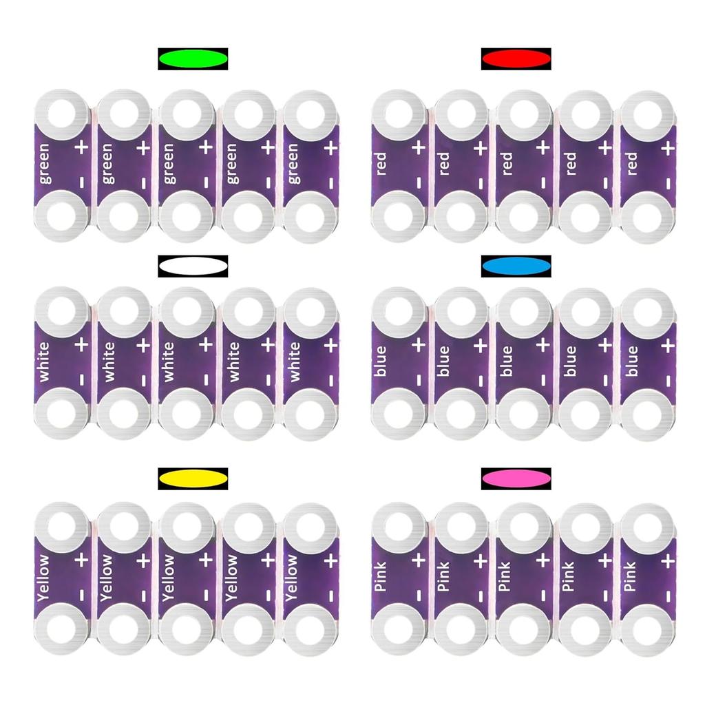 30 шт. светодиодов Lilypad Розовый/Красный/Желтый/Синий/Зеленый/Оранжевый для Arduino Raspberry Pi Микроконтроллер