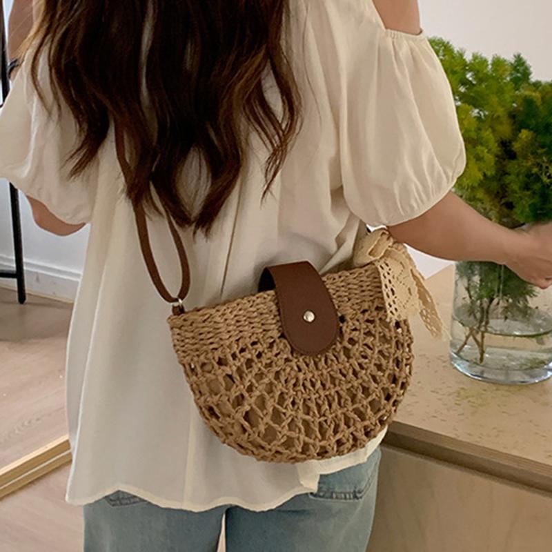 Летние ротанговые сумки женские седло соломенная сумка через плечо ручной работы плетеная сумка кроссбоди дамские сумочки богемный дорожный клатч пляжная сумка