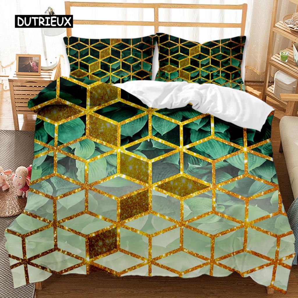 Комплект постельного белья из мрамора с черно-белой золотой абстрактной мраморной текстурой, напечатанный черно-белый двуспальный комплект постельного белья из полиэстера размера «king-size»