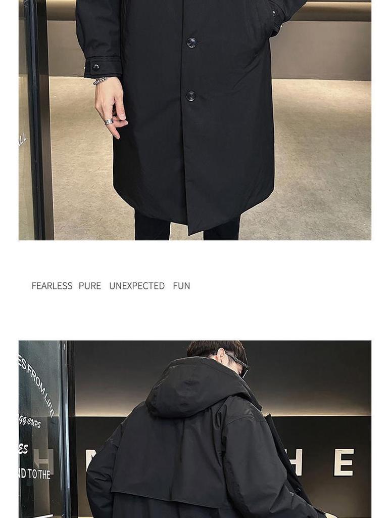 Мужская зимняя удлиненная пуховая куртка с капюшоном, ветровка с эффектом двусторонней одежды, модное утепленное пальто большого размера