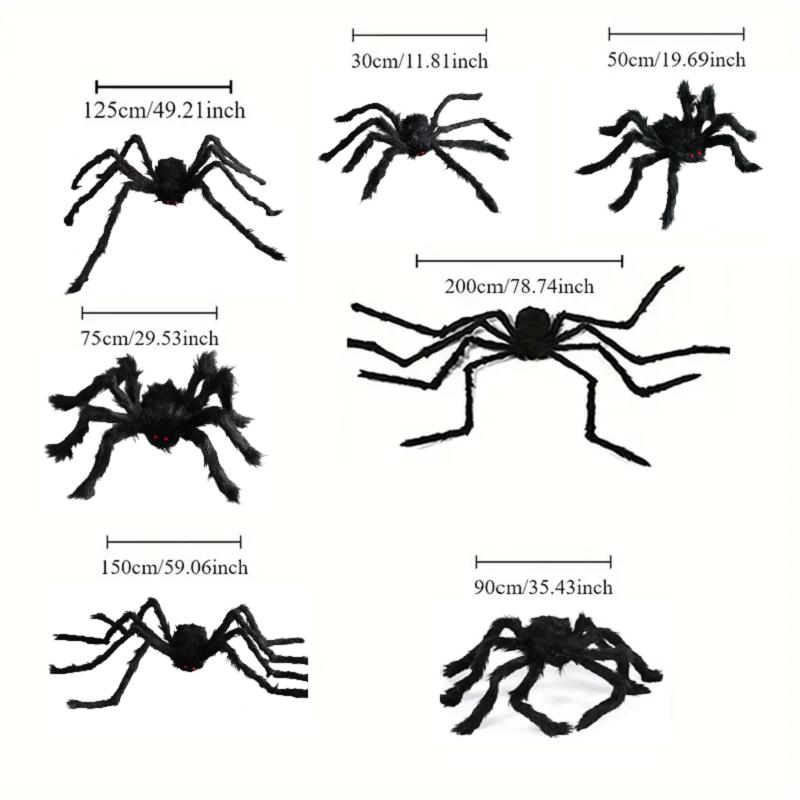 Giant Plush Spider Halloween Decoration (90-200cm) - Hairy Horror Prop for Indoor/Outdoor Party Scenes, Multi-Scene Prank Toy