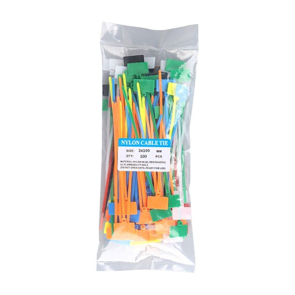 100pcs Easy Mark Cable Ties Colorful Style Nylon Ties Zip Tie Plastic Label Regular Tagging