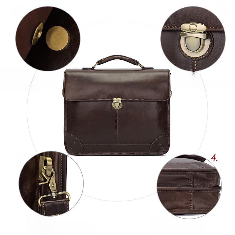 Кожаный портфель Jiameida Retro - многофункциональная мужская сумка размером 15,6 дюйма
