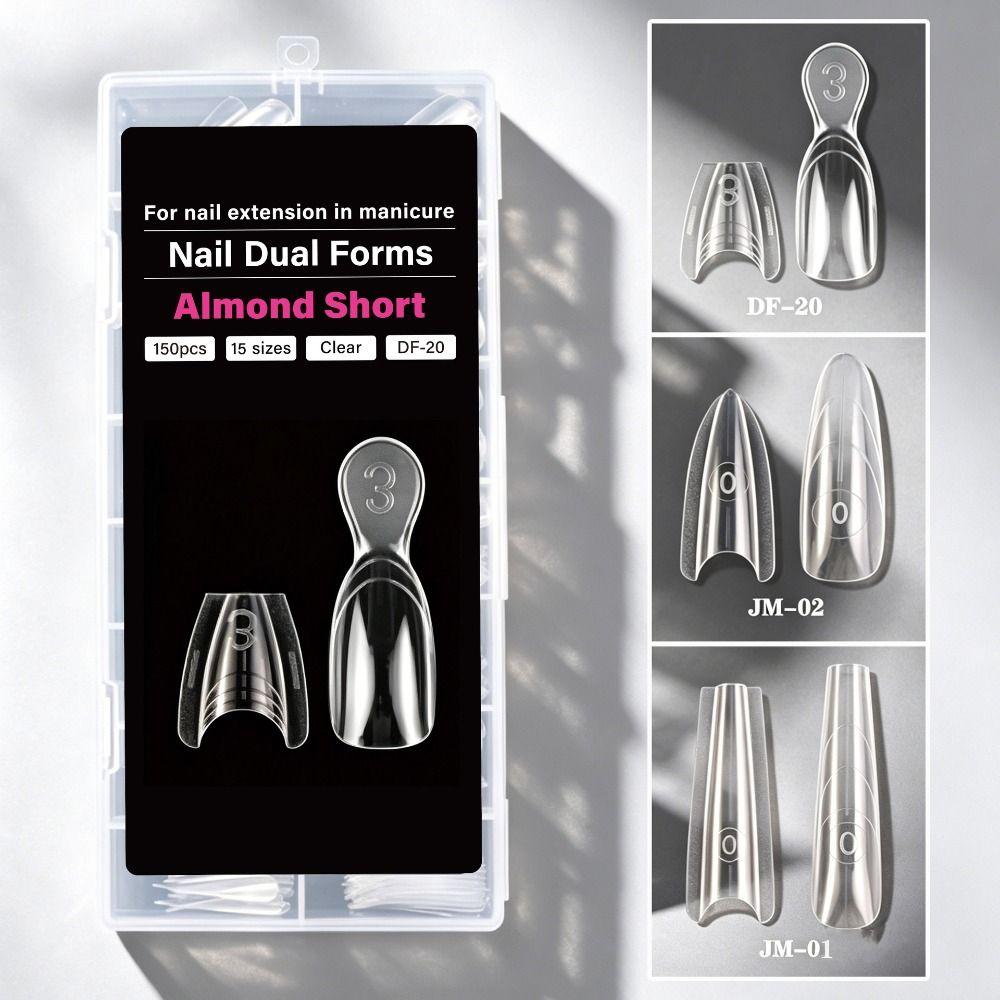 150PCS Square Almond French Nail Dual Form Press on Nails French Manicure Tool