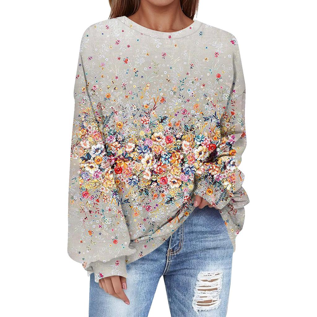 Oversized Sweatshirt For Women Crewneck Printing Long Sleeve Shirts Sweatshirt
