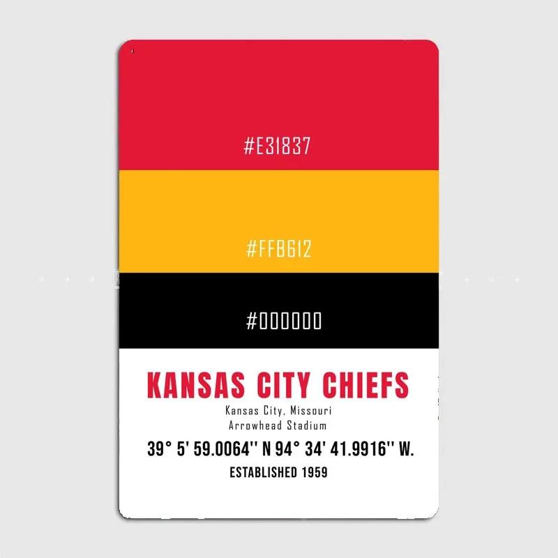 American Football Club Kansas City Football Color Poster Wall Art Metal Painting Garden Tin Sign Home Decor Room Decoration