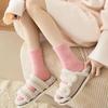 5 Pairs Women'S Thickened Mink Socks Pink Heart Embroidery Plush Solid Color Warm Middle Tube Socks Autumn Winter Home Socks