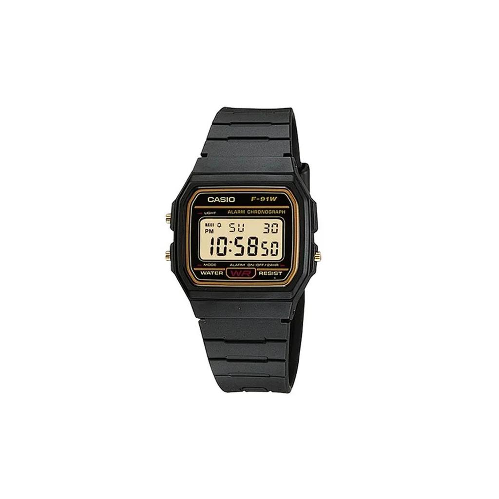 Casio Коллекция Custom Часы с кварцевым механизмом и нейлоновым ремешком Мужские часы Черный циферблат F-91WG-9(Watch5--)