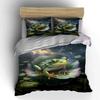 Frog resting on lotus leaf serene night Print Bedding Set 1 Duvet Cover 2 Pillowcases for Adult and Children Luxury Gift