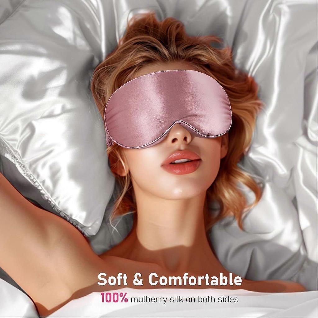 100% 22 Momme Mulberry Silk Sleep Mask - 3D Contoured Eye Mask for Men & Women, Soft Breathable Sleeping Mask with Adjustable S