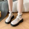 Fashion Women's Gothic Pearl Mary Jane Shoes - Japanese Lolita Style, Cute Round Toe, Platform Medium Heel Kawaii Loafers