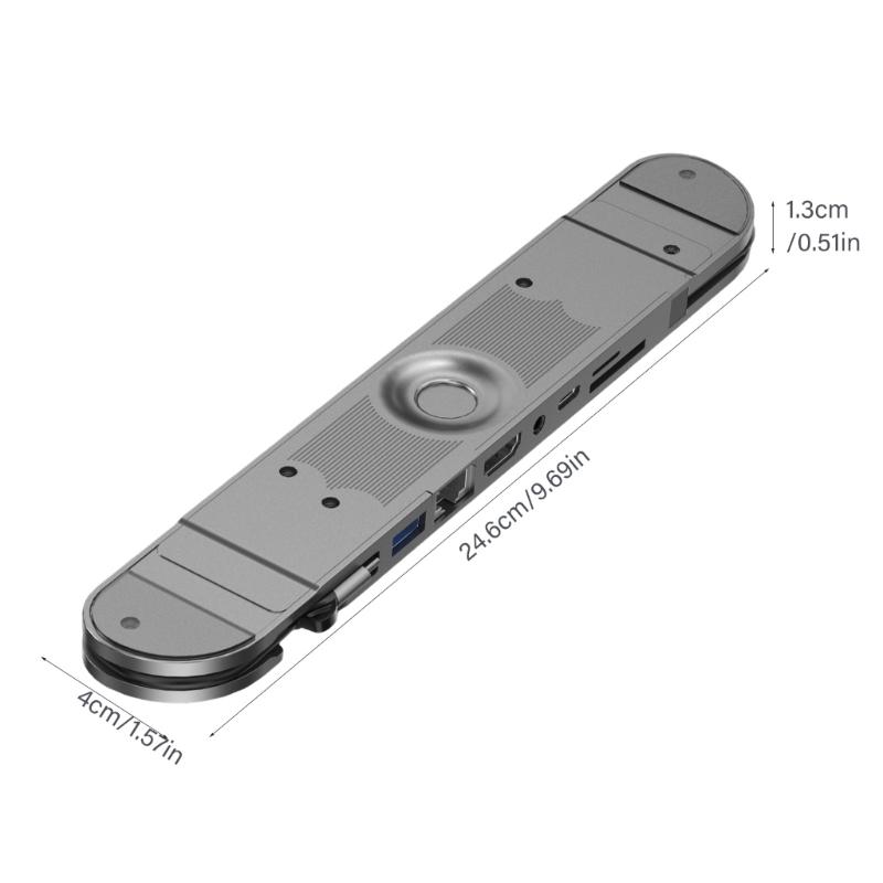 Складная алюминиевая док-станция USB C, 7-портовый хаб-расширитель, 4K60Hz, 100W зарядка, Ethernet, кардридер для ноутбуков
