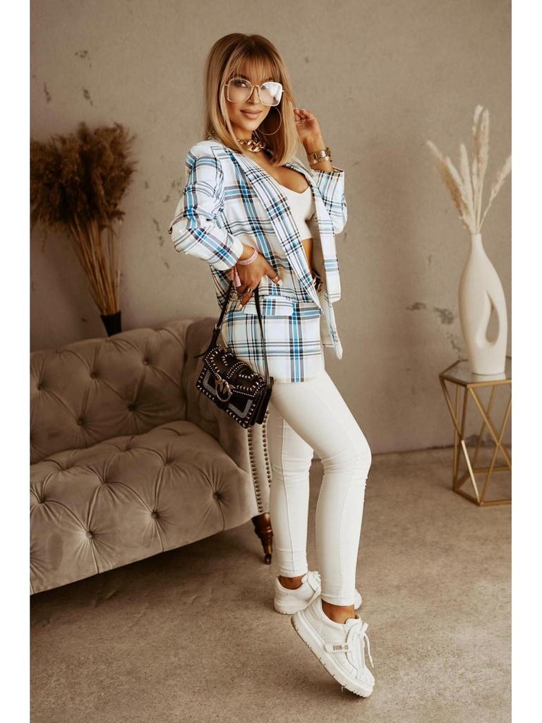 Блейзер цвета розовой розы в клетку с отложным воротником - Коллекция Осень/Зима 2022