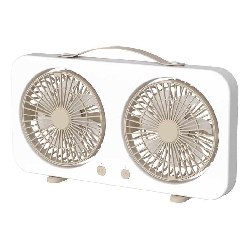 Dual-Head Desktop Fan: Five-Speed, High Airflow, Independent Control, Long Battery Life for Office & Home Use