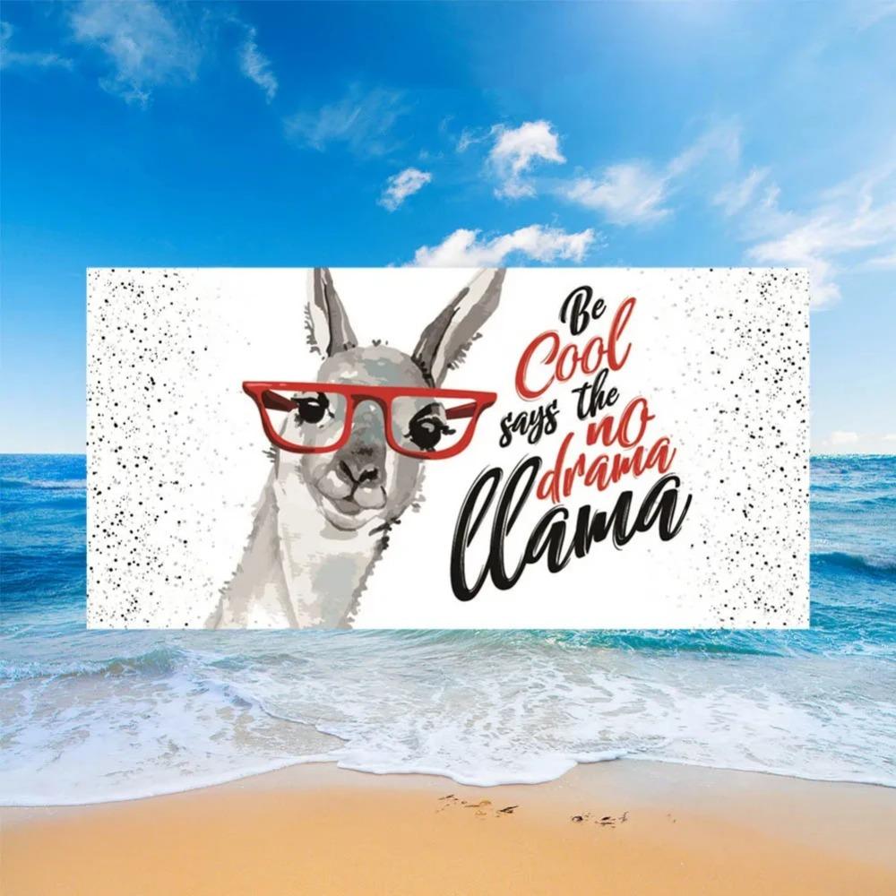 Cute Llama Alpaca Pattern Beach Towel Cartoon Animal Bath Towel for Sport Camping Yoga Surf Microfiber Quick Dry Swimming Cover