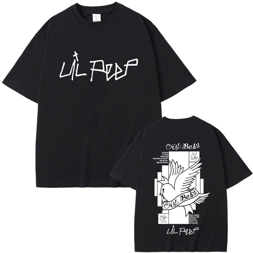 Rapper Lil Peep Crybaby Album Graphic T Shirt Men Women Hip Hop Fashion Tshirts Male Casual Vintage Oversized Short Sleeve Tees