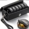 Portable Leather Medicine Box with 14 Compartments – Travel-Friendly and Classified Storage Bag