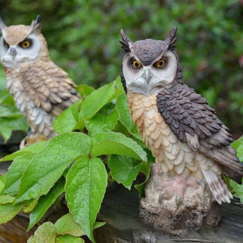 Home Art Craft Cute Decoration Owl Shape Resin Desktop Lifelike Indoor Garden Figurine Ornament Outdoor Anti-bird Collection