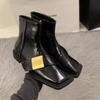 Women Brand Luxury Ankle Boots Flats Casual Square Toe Shoes  Trend Designer New Snow Boots Winter Leather Punk Botas Mujer