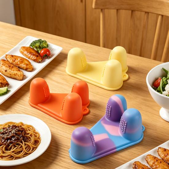 Силиконовые щипцы для пальцев Нескользящие щипцы для finger food Многоразовые щипцы с захватом для пальцев для поедания жареной курицы чипсов закусок Домашнее и дорожное использование