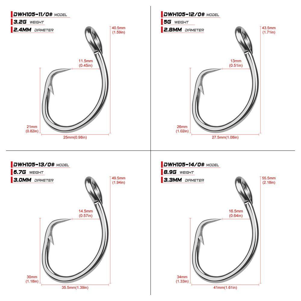 5pcs Stainless Steel Circle Hook Fishing Anticorrosion Tuna Hook Giant Fishing Hook Saltwater