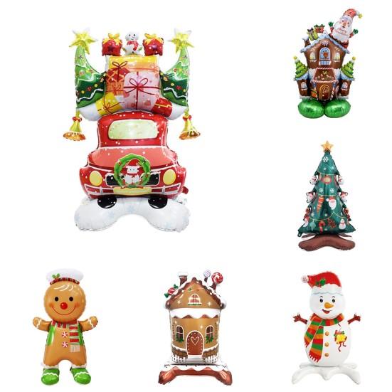 Рождественское надувное украшение, стоящий Санта-Снеговик, украшение из алюминиевой фольги, многоразовое праздничное украшение