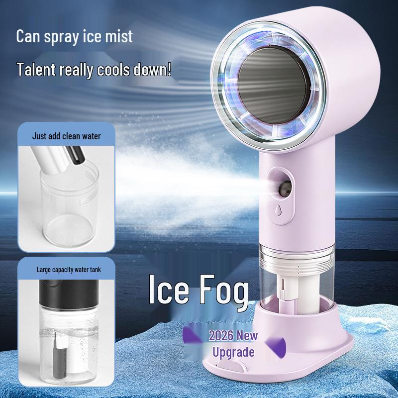 Portable Rechargeable Mini Fan: High-Speed, Long-Lasting Desktop & Handheld Humidifying Spray for Summer Cooling