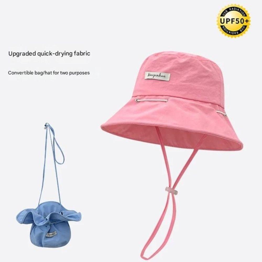 Wide Brim Fisherman Hat Sunshade Drawstring Bag Korean Style Sun Hat Summer