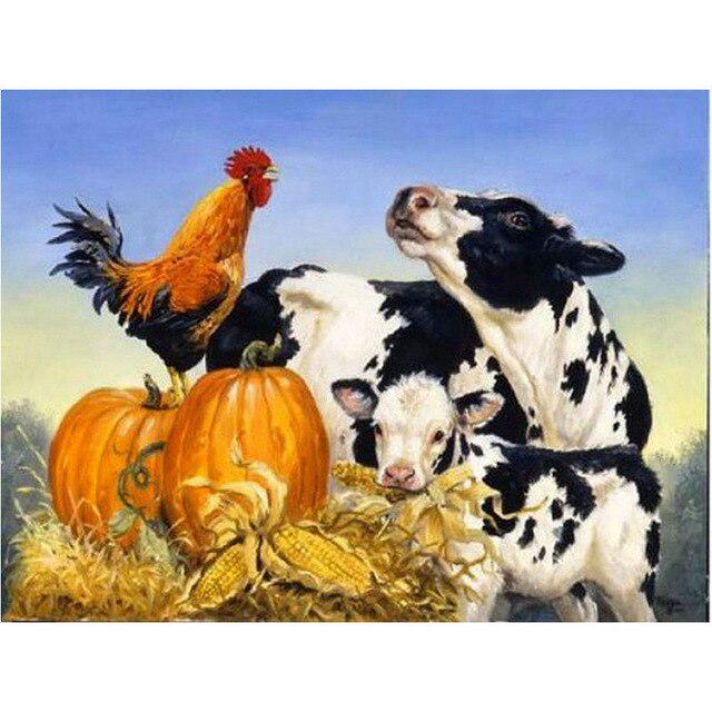 5D DIY алмазная живопись корова вышивка крестиком полная квадратная/круглая дрель Алмазная вышивка животные горный хрусталь фотографии ремесла подарок