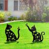 Cat Metal Garden Stake Personalized Weatherproof Cat Silhouette Yard Stake Outdoor Decor Ground Insert for Yard Patio Garden Lawn