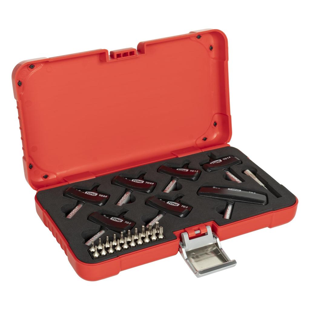 TONE Torque Grip Set TGS20 Bit Insert, Red, 28 Pieces