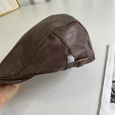 Ретро узор ПУ кожа кепка вперед женская осень и зима модная личность уличная яппи пара кепка