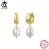 ORSA JEWELS Элегантные серьги-подвески из настоящего 14-каратного золота и стерлингового серебра 925 пробы с отобранным вручную натуральным жемчугом для женщин GPE130