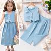 Summer Children's Sleeveless Waistcoat and Trousers Suit Set for Girls