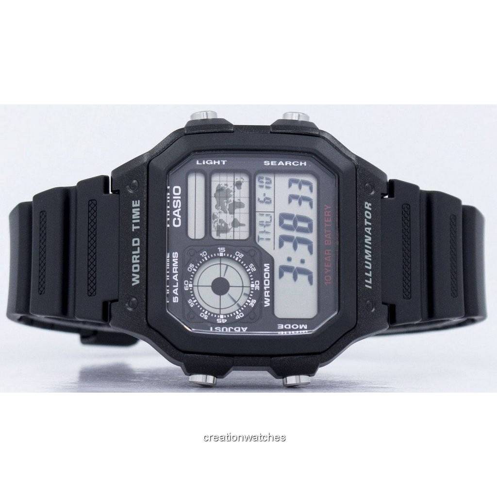 Casio Youth Illuminator Будильник мирового времени AE-1200WH-1AV Мужские часы AE1200WH-1AV