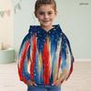 Girls Long Sleeve Star Printed Hoodie Red Blue White Casual Pullover