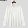 INCERUN Men Spring Lapel Neck Oblique Placket Knitted Loose Tops Casual Shirts