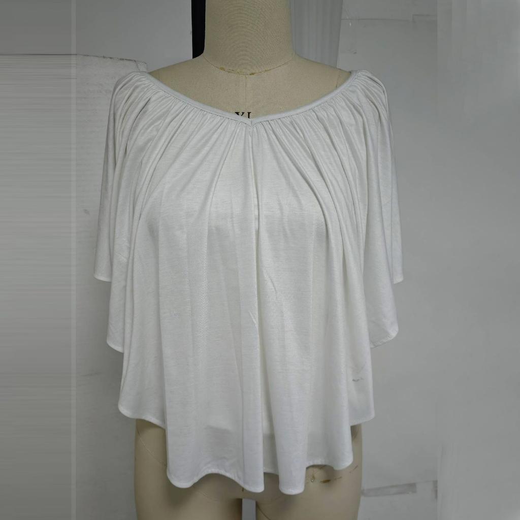 Женская повседневная футболка с V-образным вырезом и открытыми плечами с гавайским принтом