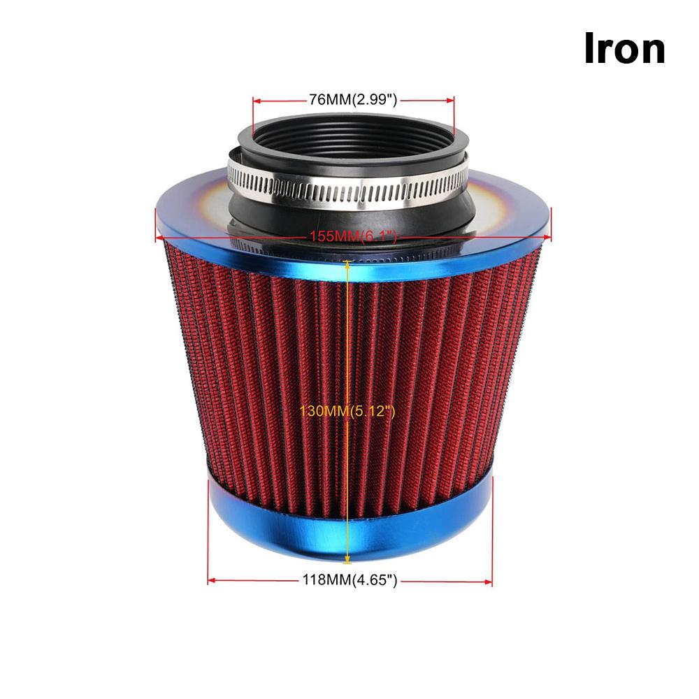 76MM 3" Burnt Blue Stainless Steel Mesh Cone Power Intake High Flow Cold Air Filter Air Intake Filter Induction Kit OFI074