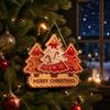 Winter Festive Home Decorations Christmas Wooden Sign Hanging Ornament, Multi-Layer Tree Wood Plaque Rustic Holiday Wall Decor with Rope, Merry