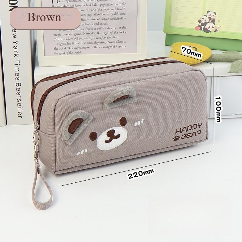 Cute Black and White Cat Pencil Case - Portable Large Capacity Stationery Bag with Pen Insert & Mesh Pocket for School Supplies