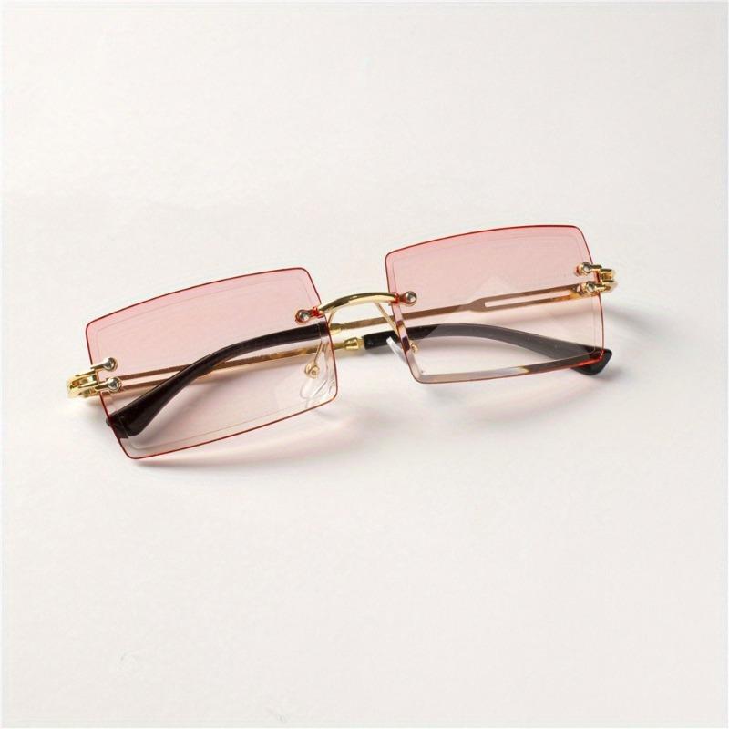 4-Piece Set Of Frameless Square Fashion Glasses For Women Cut Edge Design Suitable For Fashion Accessories And Casual Wear