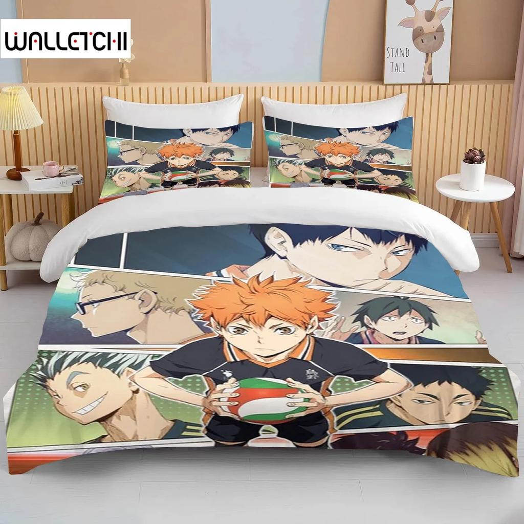 Новые 3D комплекты постельного белья Haikyuu Мультяжное одеяло Покрывало Аниме Пододеяльник Наволочки Комплекты Взрослые Детские Комплекты постельного белья Домашний текстиль