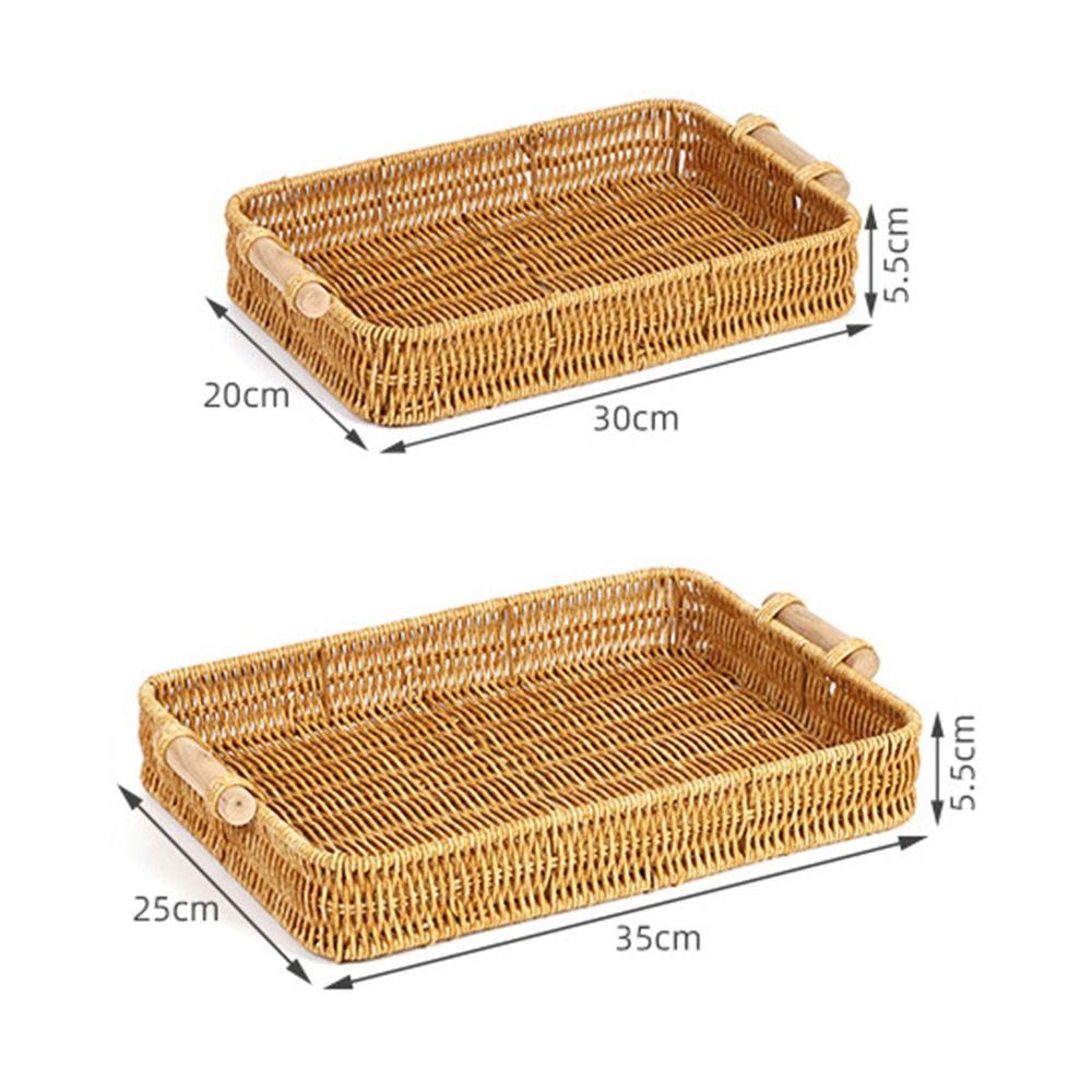 1Pcs Round Shape Storage Tray Fruit Vegetable Cake Wicker Plastic Rattan Threads Basket