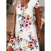 Loose Floral Print Women'S Dress V-Neck Mini Skirt Polyester Short Sleeve Summer Casual Fashion Female Clothing