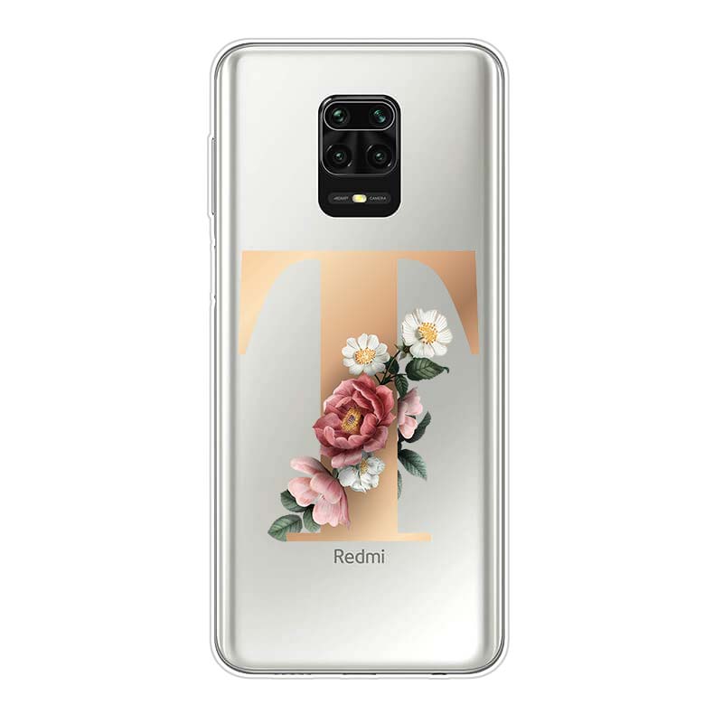 Силиконовый чехол с буквами алфавита и цветами Z для Xiaomi Redmi Note 10 10S 9 9S Pro Max 9T 8T 8 7 6 5 Pro 5A 4X 4