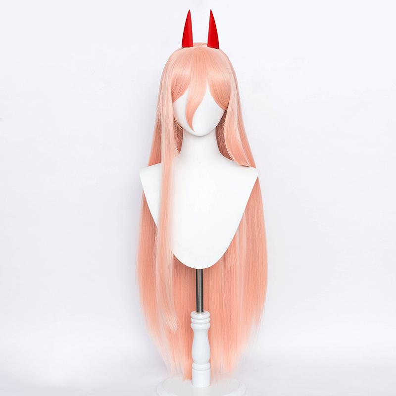 Anime Chainsaw Man Makima Power Cosplay Wig Long Orange Pink Party Role Play Wig